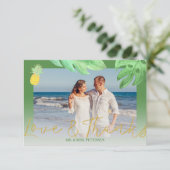 熱帯パイナップルグ結婚リー感謝していンの写真 サンキューカード (スタンド正面)