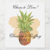 熱帯パイナップルサマーウォーター結婚カラー ワインラベル (シングルラベル)