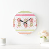 熱帯パイナップルサマーシームレスプリント ラージ壁時計 (ホーム)