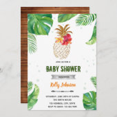 熱帯パイナップルシャワー誕生日の招待状 招待状 (正面/裏面)
