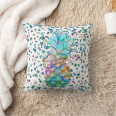熱帯パイナップルスターカラースプラッシュ クッション (ブランケット)