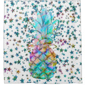 熱帯パイナップルスターカラースプラッシュ シャワーカーテン (正面)