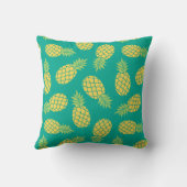 熱帯パイナップルティール(緑がかった色)模様 クッション (裏面)