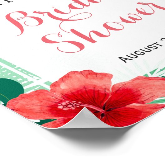 熱帯パイナップルハイビスカスブライダルシャワー徴候 ポスター (角)