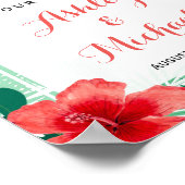 熱帯パイナップルハイビスカス結婚の歓迎サイン ポスター (角)