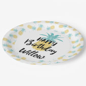 熱帯パイナップルハッピーバースデールアウ（ハワイ式宴会）パーティー ペーパープレート (アングル)