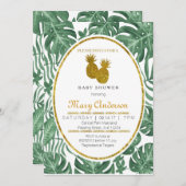 熱帯パイナップルハワイのベビーシャワーの招待状 招待状 (正面/裏面)
