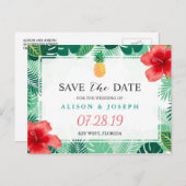 熱帯パイナップルハワイアンハイビスカス保存日 案内ポストカード (正面/裏面)