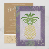 熱帯パイナップルハート結婚式招待状 招待状 (正面/裏面)