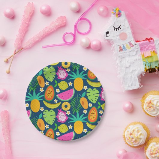 熱帯パイナップルバナナスイカ ペーパープレート (パーティー)