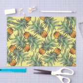 熱帯パイナップルパターン（黄色） 薄葉紙 (クラフト)