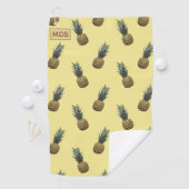 熱帯パイナップルパタ淡い色のンイエローモノグラムの ゴルフタオル (インサイチュ)
