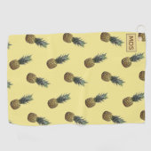 熱帯パイナップルパタ淡い色のンイエローモノグラムの ゴルフタオル (横)