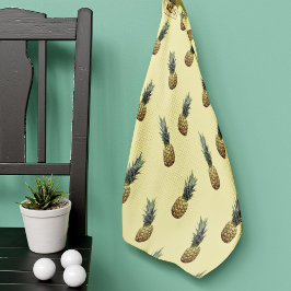 熱帯パイナップルパタ淡い色のンイエローモノグラムの ゴルフタオル