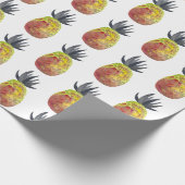 熱帯パイナップルパーティー赤い黄色の水色 ラッピングペーパー (角)