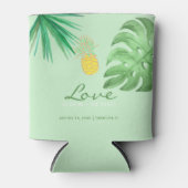 熱帯パイナップルビーチグリーン結婚金ゴールド 缶クーラー (正面)