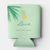 熱帯パイナップルビーチグリーン結婚金ゴールド 缶クーラー (裏面)