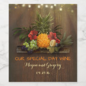 熱帯パイナップルビーチストリングラ結婚イト ワインラベル (シングルラベル)