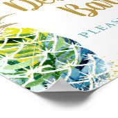 熱帯パイナップルビーチパーティーデザートバー標識 ポスター (角)