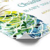 熱帯パイナップルビーチベビーシャワー歓迎サイン ポスター (角)