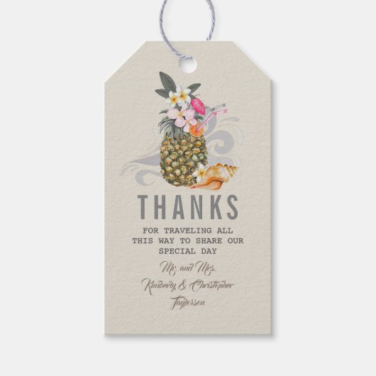 熱帯パイナップルビーチ結婚式 ギフトタグ (正面)