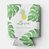熱帯パイナップルビーチ編集可能結婚カラー 缶クーラー (裏面)