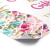 熱帯パイナップルピンクのフローラカードとギフト ポスター (角)