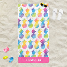 熱帯パイナップルピンク水彩名前をカスタムする