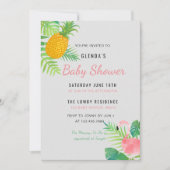 熱帯パイナップルフラミンゴ赤ちゃんシャワー招待 招待状 (正面)