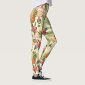 熱帯パイナップルフルーツストライプフローラ模様 レギンス (右)