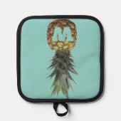熱帯パイナップルフルーツモノグラム 鍋敷き (正面)