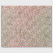 熱帯パイナップルフルーツ金ゴールドアイボリーピンクガラス ラッピングペーパー (フラット)