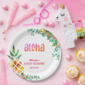 熱帯パイナップルフローラアロハベビーシャワー ペーパープレート (パーティー)