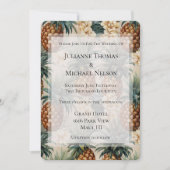 熱帯パイナップルフローラロマン結婚ティック 招待状 (正面)