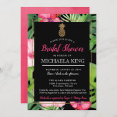 熱帯パイナップルブライダルシャワー招待,ルアウ(ハワイ式宴会) 招待状 (正面/裏面)