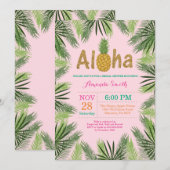 熱帯パイナップルブライダルシャワー招待 招待状 (正面/裏面)