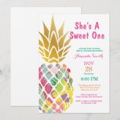 熱帯パイナップルブライダルシャワー招待 招待状 (正面/裏面)