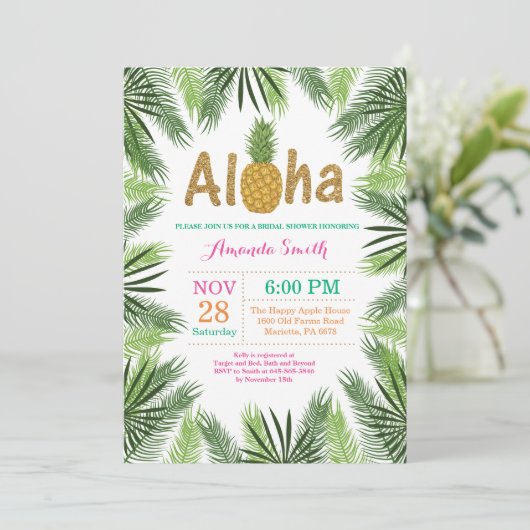 熱帯パイナップルブライダルシャワー招待 招待状 (スタンド正面)