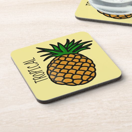 熱帯パイナップルプラスチックのコースター（コルクバック付） コースター (左側)