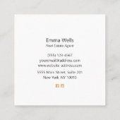 熱帯パイナップルホワイトおよび金ゴールドコールカード スクエア名刺 (裏面)