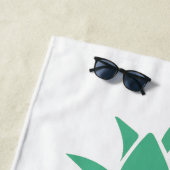 熱帯パイナップルホワイト名前をカスタムする ビーチタオル (インサイチュ)