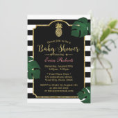 熱帯パイナップルモダンハワイアンベビーシャワー 招待状 (スタンド正面)