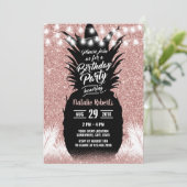 熱帯パイナップルモダンバラ金ゴールド誕生日 招待状 (スタンド正面)