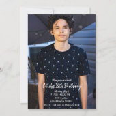 熱帯パイナップルモダンフォトバースデーパーティー 招待状 (正面)