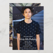 熱帯パイナップルモダンフォトバースデーパーティー 招待状 (正面/裏面)