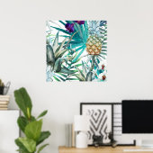 熱帯パイナップルモダン自然の緑かわいい ポスター (ホームオフィス)