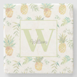 熱帯パイナップルモノグラム名 ストーンコースター