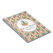 熱帯パイナップル及びハイビスカスの花の水彩画 ノートブック (右側)