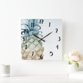 熱帯パイナップル夏の熱帯地方の島の楽園 スクエア壁時計 (ホーム)