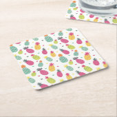 熱帯パイナップル模様 スクエアペーパーコースター (アングル)